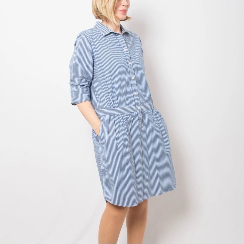 Banana Republic Blue and White Striped Shirt Dress